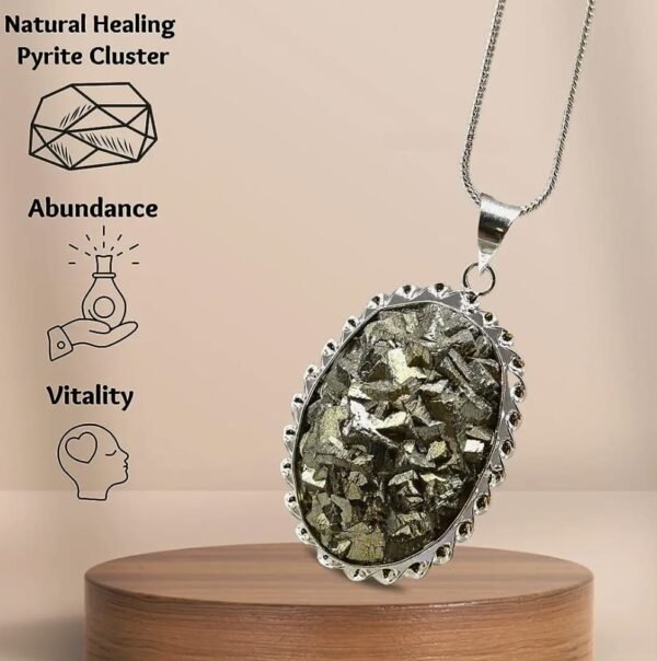 Pyrite Stone 5-30 gram  Original Pendant Necklace - Certified Pyrite Pendant for Men and Women - Real Pirate Stone Crystal Pendant for Money, Wealth, Abundance and Success - Image 3