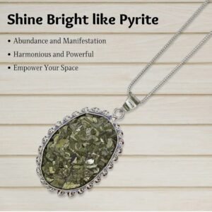 Pyrite Stone 5-30 gram  Original Pendant Necklace - Certified Pyrite Pendant for Men and Women - Real Pirate Stone Crystal Pendant for Money, Wealth, Abundance and Success