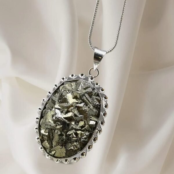 Pyrite Stone 5-30 gram  Original Pendant Necklace - Certified Pyrite Pendant for Men and Women - Real Pirate Stone Crystal Pendant for Money, Wealth, Abundance and Success - Image 2