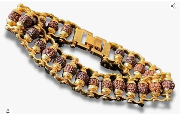 5 Mukhi Rudraksha Bracelet + Premium Quality Mahadev Trishul Damru Pendant for Men and Women - Image 4