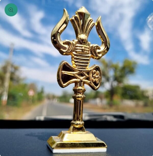 Mahadev Trishul Damru 18K Gold Plated Premium Car Desk - Image 4