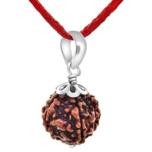5 Mukhi Rudraksha Pendant Lab Certified Nepali Five Mukhi Original Certified 5 Mukhi Rudraksha Pendant with Red Thread for Men and Women, Origin Nepal, Color Brown