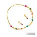 Gold plated necklace with earring for women
