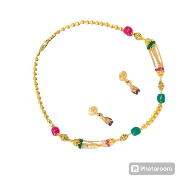 Gold plated necklace with earring for women - Image 6