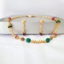 Gold plated necklace with earring for women