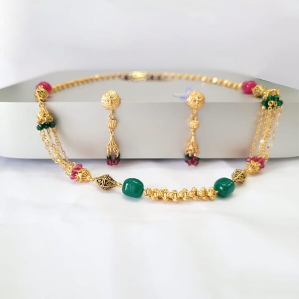 Gold plated necklace with earring for women - Image 2