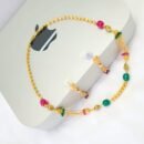 Gold plated necklace with earring for women