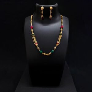 Gold plated necklace with earring for women
