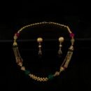Gold plated necklace with earring for women