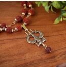 7 Mukhi Gold Plated Trishul Rudraksha Mala With Pendant For Men & Women