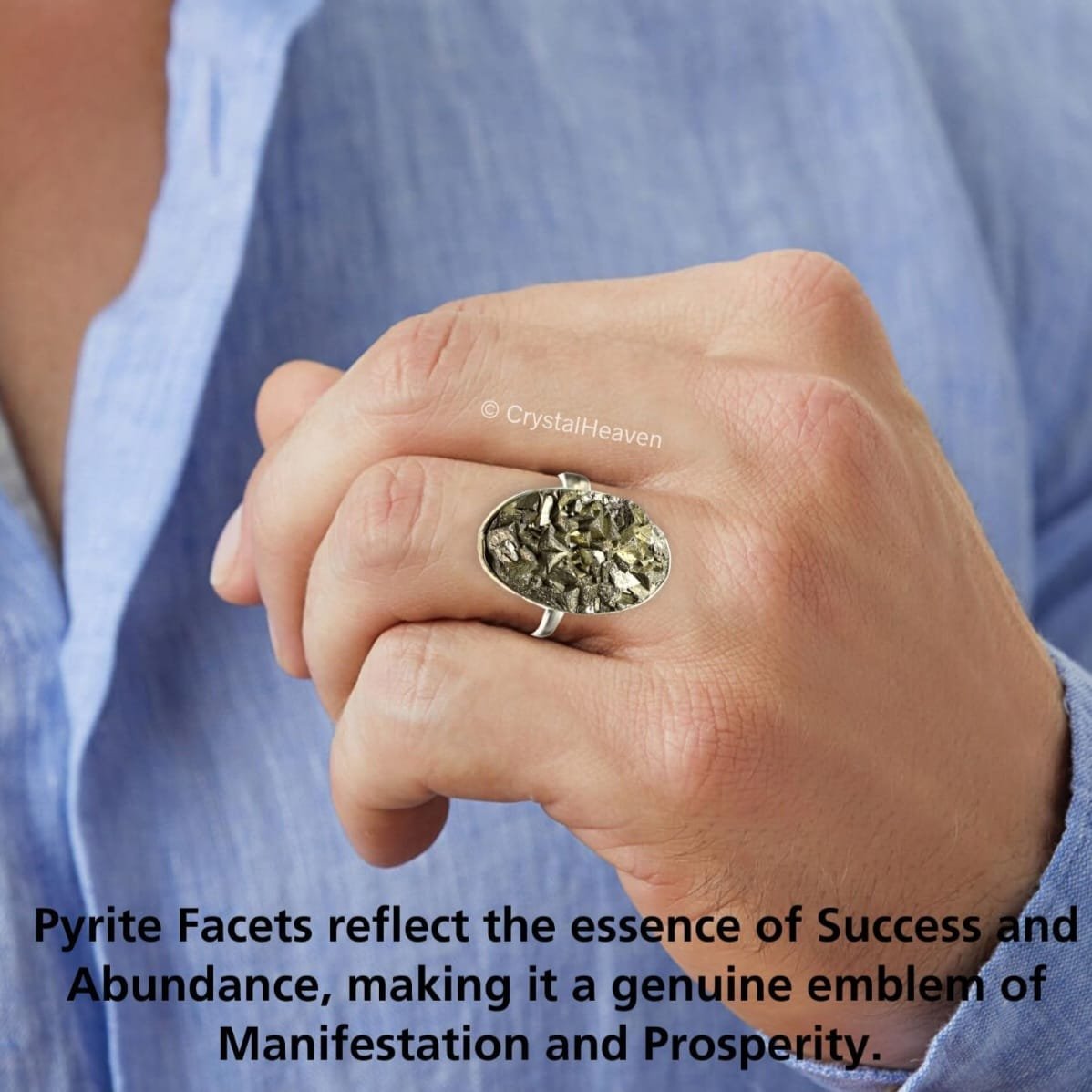 Pyrite Stone Original Ring - Certified Pyrite Ring for Women and Men - Real Pirate Stone Crystal Ring for Money, Wealth, Abundance and Success - Image 9