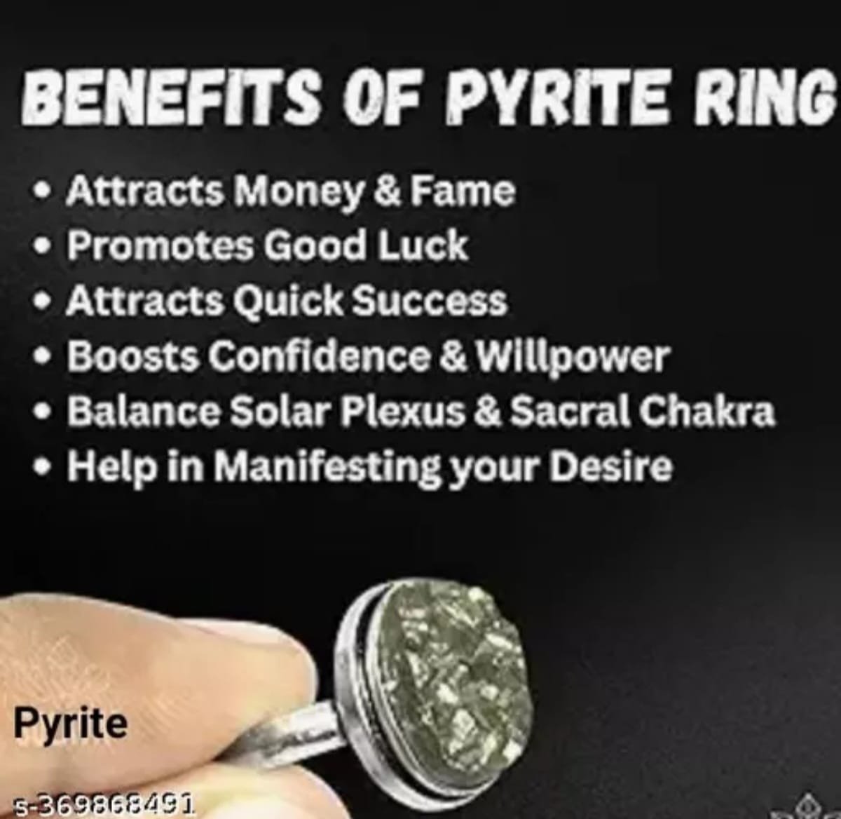 Pyrite Stone Original Ring - Certified Pyrite Ring for Women and Men - Real Pirate Stone Crystal Ring for Money, Wealth, Abundance and Success - Image 3