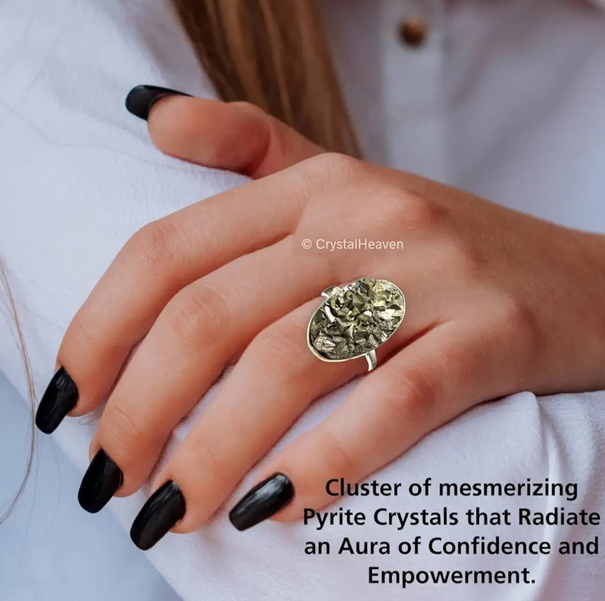 Pyrite Stone Original Ring - Certified Pyrite Ring for Women and Men - Real Pirate Stone Crystal Ring for Money, Wealth, Abundance and Success - Image 10