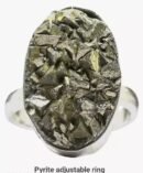 Pyrite Stone Original Ring - Certified Pyrite Ring for Women and Men - Real Pirate Stone Crystal Ring for Money, Wealth, Abundance and Success