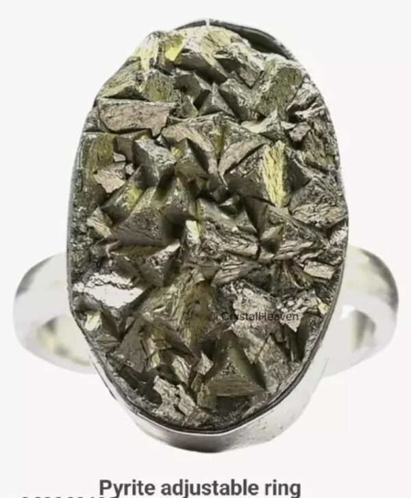 Pyrite Stone Original Ring - Certified Pyrite Ring for Women and Men - Real Pirate Stone Crystal Ring for Money, Wealth, Abundance and Success - Image 5