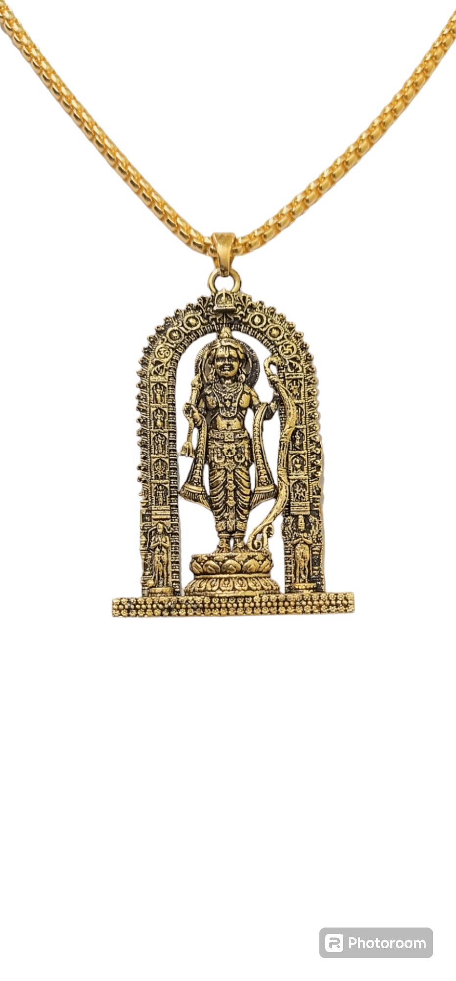 Ram Lalla Idol Ayodhya Brass Gold-plated pandant with chain for Men and Women