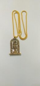 Ram Lalla Idol Ayodhya Brass Gold-plated pandant with chain for Men and Women