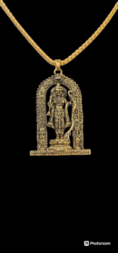 Ram Lalla Idol Ayodhya Brass Gold-plated pandant with chain for Men and Women