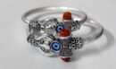 5 Mukhi Rudraksha Trishul Damroo Design Silver Plated Shiva three eye Oxidised Kada