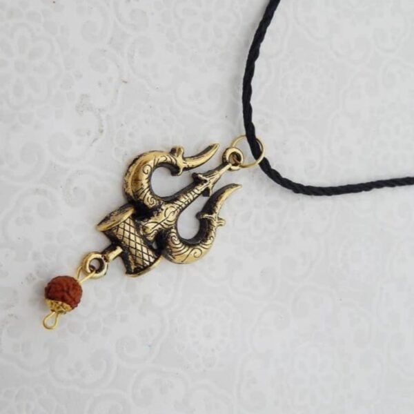 5 Mukhi Rudraksha Bracelet + Premium Quality Mahadev Trishul Damru Pendant for Men and Women - Image 2