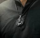 Silver-Plated God Hanuman Pendant Lord Bajrang Bali Locket+Chain For Men & Women