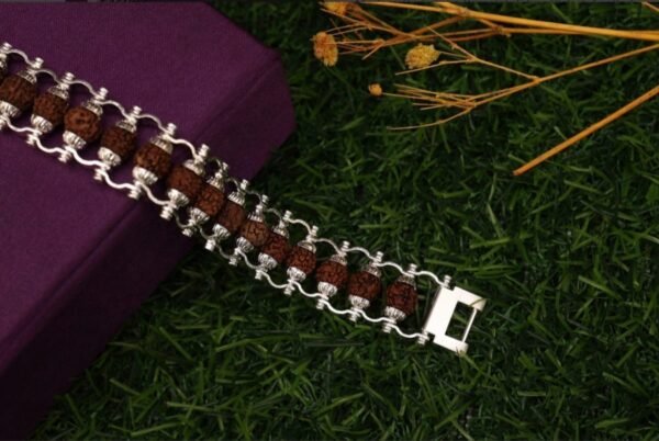 7 mukhi Silver Plated Modern Rudraksha Bracelet for men and women - Image 4